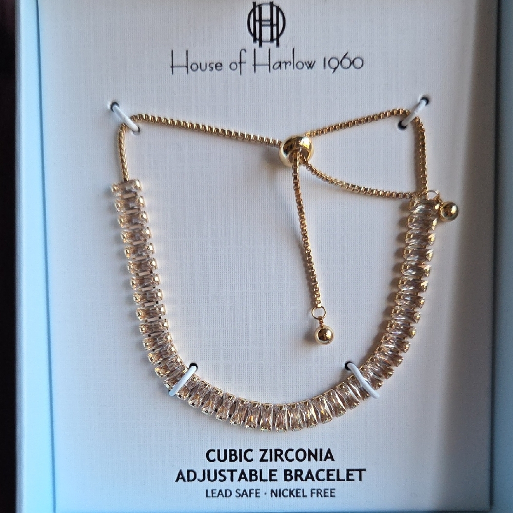 House of Harlow 1960 Gold and Silver Cubic Zirconia Bracelet